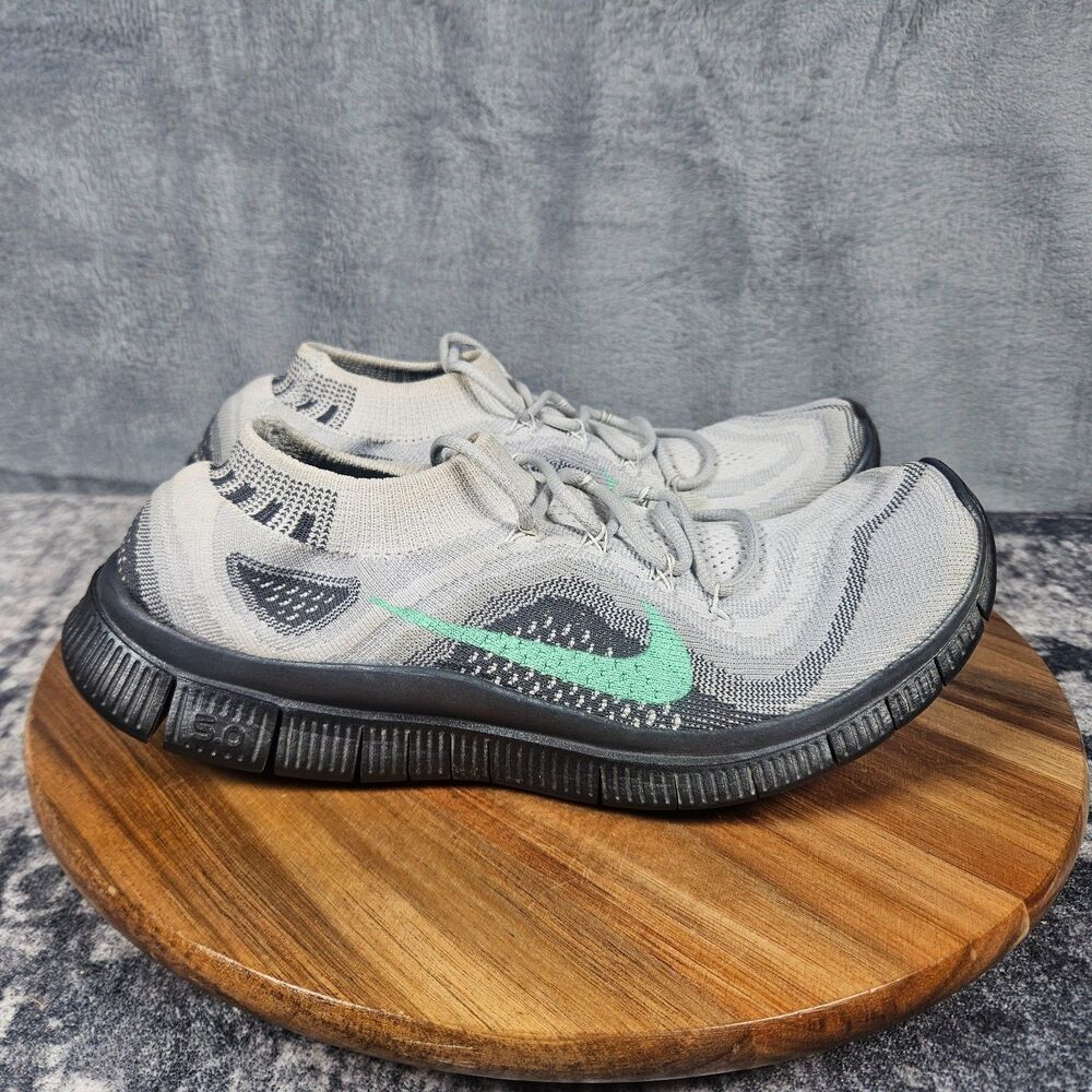 Nike Free 5.0 Flyknit Shoes Womens Size 9 Grey Running Comfort Walking Gym